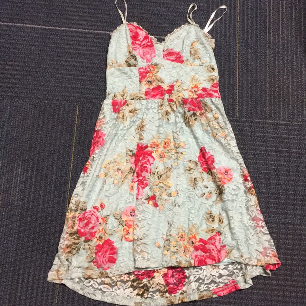 Cute Blue Floral Mini Dress